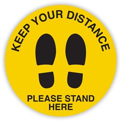 Durus Social Distance Shoe Print Yellow/Black Health & Safety Floor Sign