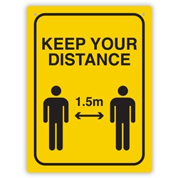 Durus Social Distance 1.5m Yellow/Black Health & Safety Wall Sign