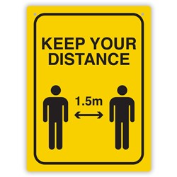 Durus Social Distance 1.5m Yellow/Black Health & Safety Wall Sign