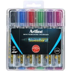 Artline 579 Assorted Whiteboard Chisel Markers Hard Caes Pack 6