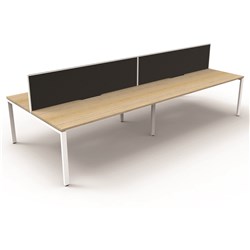 Deluxe Profile Workstation 4 Person With Screen 1200Wx750D Oak Top White Double Frame