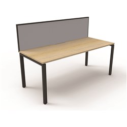 Deluxe Profile Desk With Screen 1500Wx750D Oak Top Black Frame