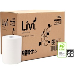 Livi Essentials Hand Towel Roll 1 Ply 100m