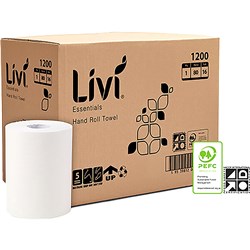 Livi 1200 Essentials Hand Towel Roll 1 Ply 80m Box of 16