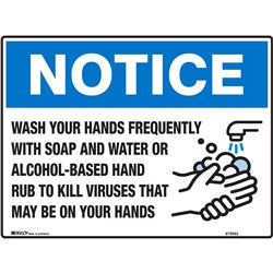 Brady Safety Sign Wash Your Hands Frequently With Soap H300xW450mm Plastic