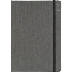 Debden 2024 Designer D18 A5 Day To A Page Charcoal Textured Fabric Diary