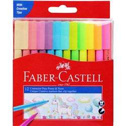 Faber-Castell Connector Marker Assorted Pastel Pack of 12