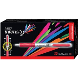 Bic Intensity Permanent Marker Ultra Fine Red Box 12