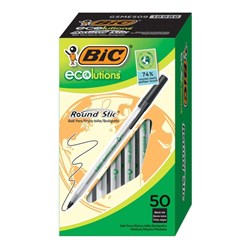 Bic Ecolutions Ballpoint Pen Round Stic Medium Black Box of 50