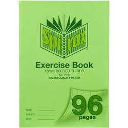 Spirax P117 A4 96 Page 18mm Dotted Thirds PP Exercise Book