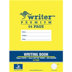Writer Premium Exercise Book 245x330mm 18mm Dotted Thirds 64 Pages