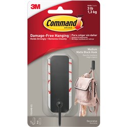 Command Matte Black 17034MB-ES Medium Single Decorative Hook