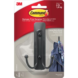 Command Matte Black 17036MB-ES Large Double Decorative Hook