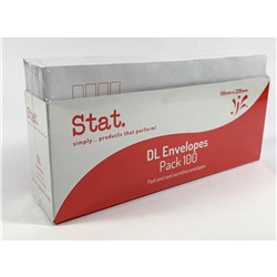 Stat. Peel And Seal Envelope DL Secretive White Pack of 100