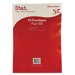 Stat. Peel And Seal Envelope C4 Kraft Pack of 100