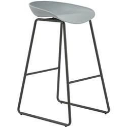Aries Bar Stool with Black Metal Frame and Polypropylene Grey Shell Seat