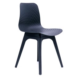 Lucid Meeting Visitor Chair Black Patterned Poly Shell Black Poly 4 Leg Base