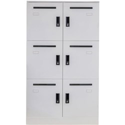 Go Steel Office Locker 6 Compartments H1345xW800xD486mm With Mail Slot and Shelf White
