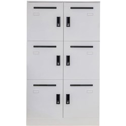 Go Steel Office Locker 6 Compartments H1345xW800xD486mm With Mail Slot and Shelf White