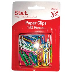 Stat. Small 28mm Multi Coloured Paper Clips