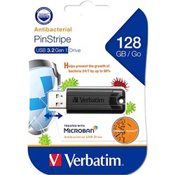 Verbatim 3.2 128GB Black Store 'n' Go Pinstripe USB Drive With Microban