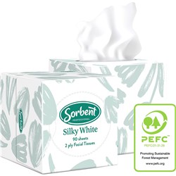 Sorbent Professional Silky White 2 Ply 90 Sheet Cube Facial Tissues