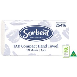 Sorbent Professional TAD Compact Hand Towel 1 Ply 120 Sheets