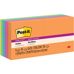 Post-it 622-8SSAU Super Sticky Notes 47.6 x 47.6mm Energy Boost Pack of 8