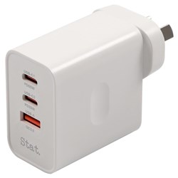 Stat. 65W GaN USB-A And USB-C Fast Wall Charger White