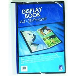 A3 Insert Cover Black 20 Pocket Display Book