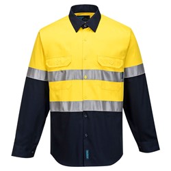 Portwest Hobart Hi-Vis Contrast Shirt Long Sleeve 9XL Yellow And Navy