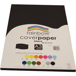 Rainbow Cover Paper A3 125gsm Black 100 Sheets