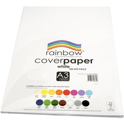 Rainbow Cover Paper A3 125gsm White 100 Sheets