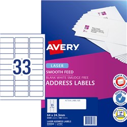 Avery L7517 Smooth Feed Label Laser 33L/Sht Address