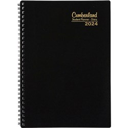 Cumberland 2024 Student 57SD A5 Week To View Black Wiro Diary