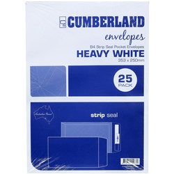 Cumberland B4 250x353mm White Heavy Strip Seal Envelopes