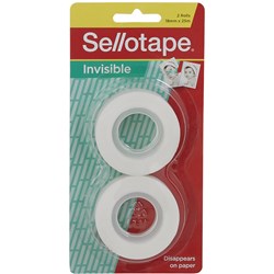 Tape Sellotape Invisible 18X25M Blister 2 Pk Refill