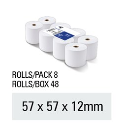 Victory Thermal Register Rolls 57x57x12mm 39m Roll Pack of 8