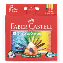 Faber-Castell Grip Wax Crayons Triangular Grip Assorted 12S