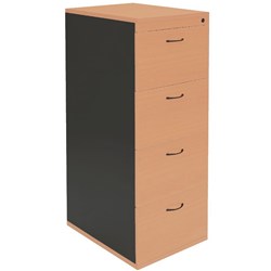 Rapid Worker 4 Drawer Filing Cabinet 1300Hx465Wx600D Lockable Beech and Ironstone