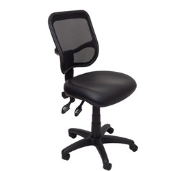 EM300 Small Seat Office Chair Black Mesh Medium Back Black PU Seat Black Mesh