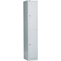 Go Steel Storage Locker Two Door 1830Hx305Wx455mmD Silver Grey