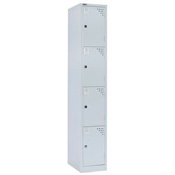 Go Steel Storage Locker Four Door 1830Hx305Wx455mmD Silver Grey