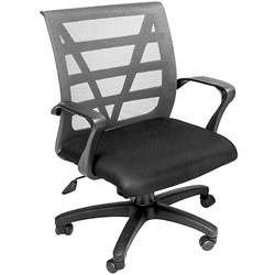 Vienna Mesh Medium Back Office Chair With Arms Black Fabric Seat Silver Mesh Back