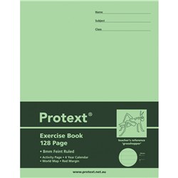 Protext Exercise Book 225X175Mm 8Mm Ruled 128Pgs Grasshopper