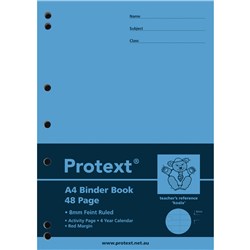 A4 48 Page 8mm Ruled 7 Hole Punched PP Binder Exercise Book