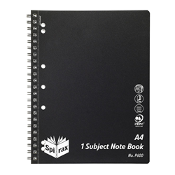 Spirax P600 1 Subject S O A4 200pg Notebook