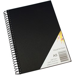 Quill Black A5 120 Page Polypropylene Visual Art Diaries