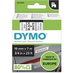 Tape Label Dymo D1 19mmx7m Black On White