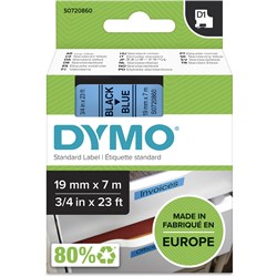 Dymo D1 19mmx7m Black On Blue Label Tape